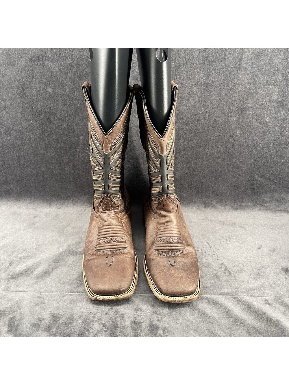 Texas Country Men’s Brown Leather Western Cowboy Boots USA Size 7 D Square Toe